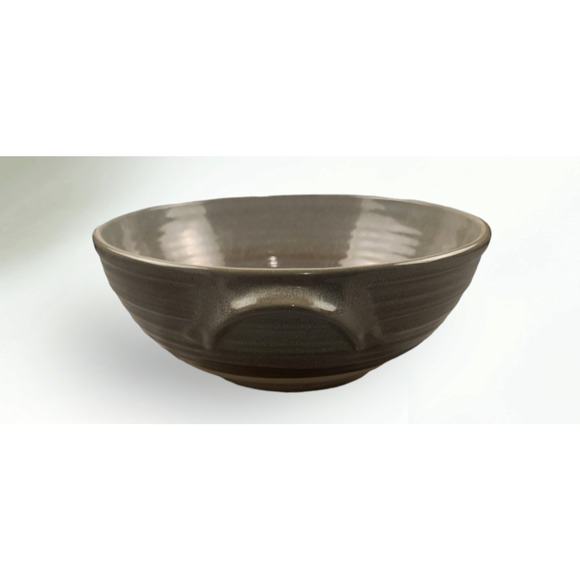 Haeger Pottery Large Serving Swirled Ribbed Bowl #186 USA With Handles - Picture 3 of 4